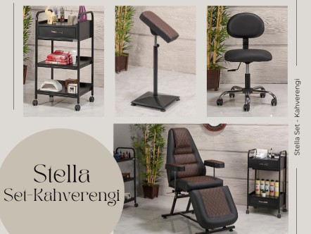 Stella Dövme Koltuğu Seti - Kahverengi | 4'lü Set | MC-6309