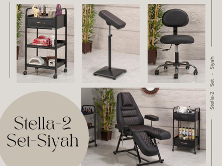 Stella-2 Dövme Koltuğu Seti - Siyah | 4'lü Set | MC-6310