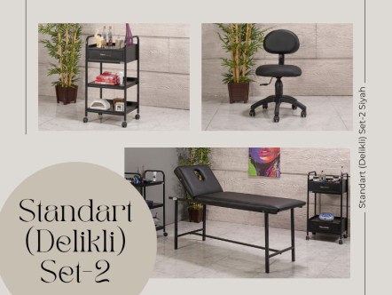 Standart Set-2 | Bakım Sedyesi (Delikli), Sandalye, Cihaz Sehpası | MC-6402