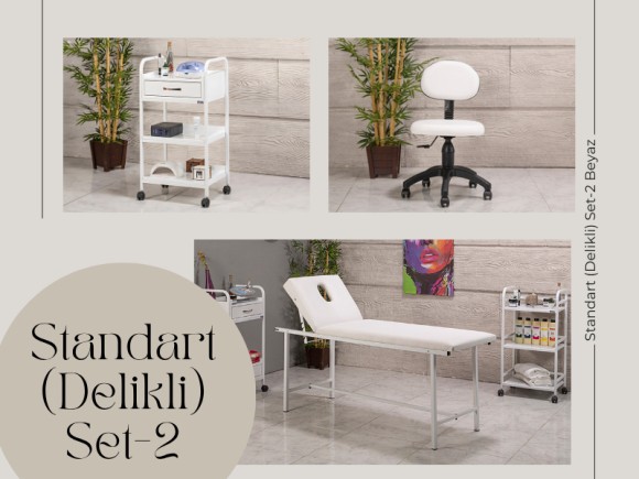 Standart Set-2 | Bakım Sedyesi (Delikli), Sandalye, Cihaz Sehpası | MC-6402
