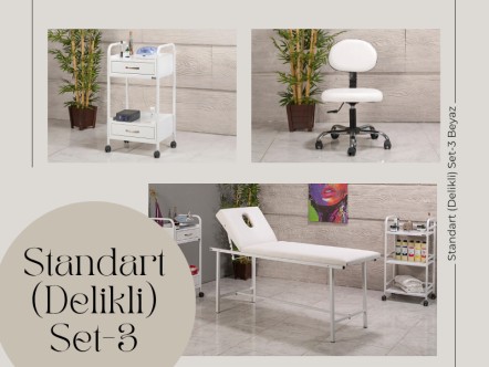 Standart Set-3 | Bakım Sedyesi (Delikli), Sandalye, Cihaz Sehpası | MC-6403
