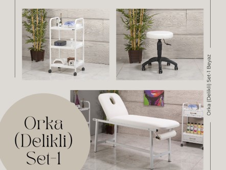 Orka Set-1 | Bakım Sedyesi (Delikli), Tabure, Cihaz Sehpası | MC-6404