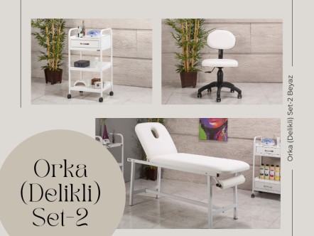 Orka Set-2 | Bakım Sedyesi (Delikli), Sandalye, Cihaz Sehpası | MC-6405