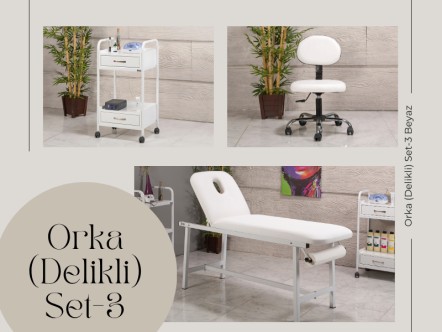 Orka Set-3 | Bakım Sedyesi (Delikli), Sandalye, Cihaz Sehpası | MC-6406