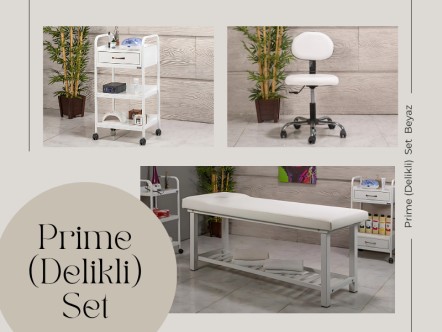 Prime Set | Bakım Sedyesi (Delikli), Sandalye, Cihaz Sehpası | MC-6407
