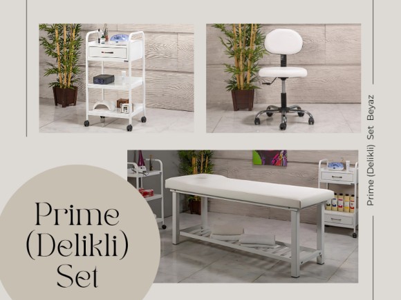 Prime Set | Bakım Sedyesi (Delikli), Sandalye, Cihaz Sehpası | MC-6407