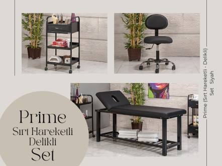 Prime Set | Bakım Sedyesi (Delikli), Sandalye, Cihaz Sehpası | MC-6408
