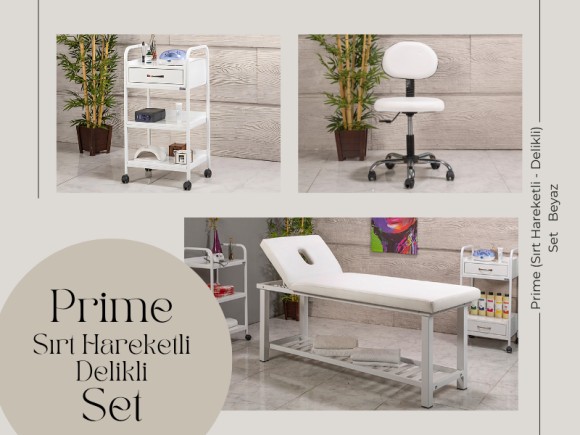 Prime Set | Bakım Sedyesi (Delikli), Sandalye, Cihaz Sehpası | MC-6408