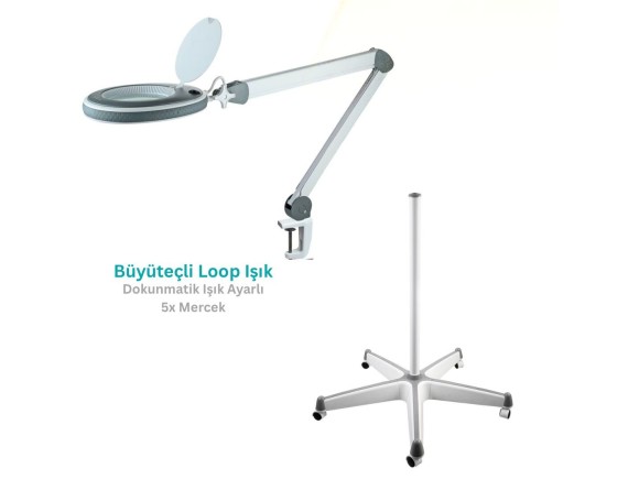 Led Işıklı Büyüteçli Loop Lamba | 5 Ayaklı, 5x