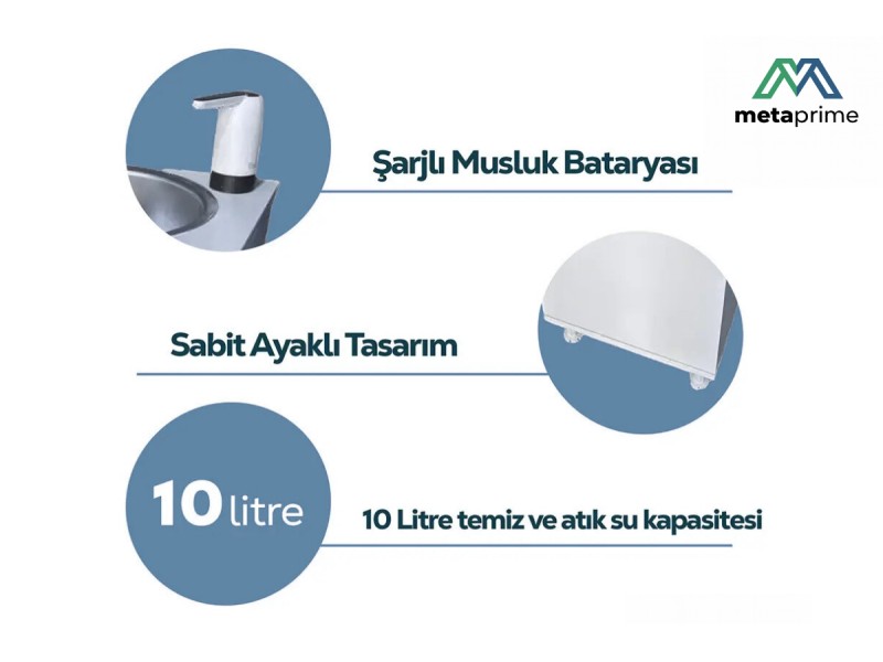 Mobil Seyyar Lavabo 10 Litre | Sabit Ayaklı - Yönetmeliğe Uygun