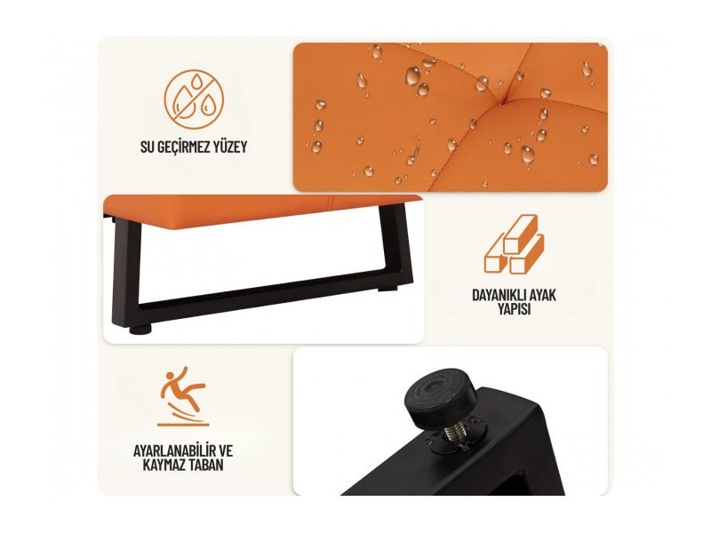 Paris Metal Ayaklı Bekleme Koltuğu - 3'lü | MC-5322