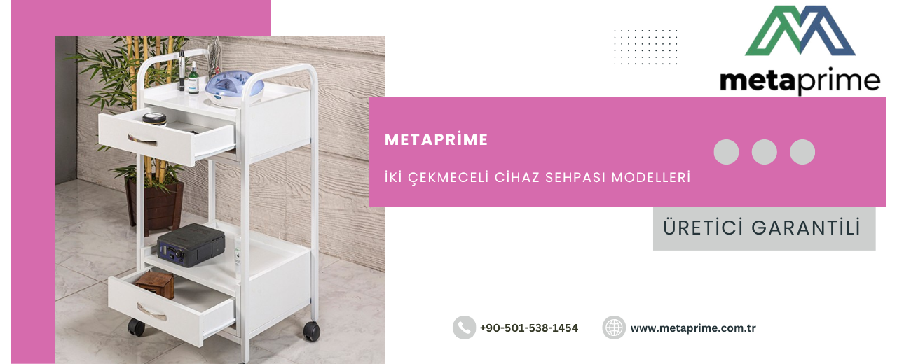 Atlas 2 Çekmeceli Etajer Sehpa (MC-5003) – Klinik ve Estetik Merkezleri İçin Profesyonel Cihaz Sehpası