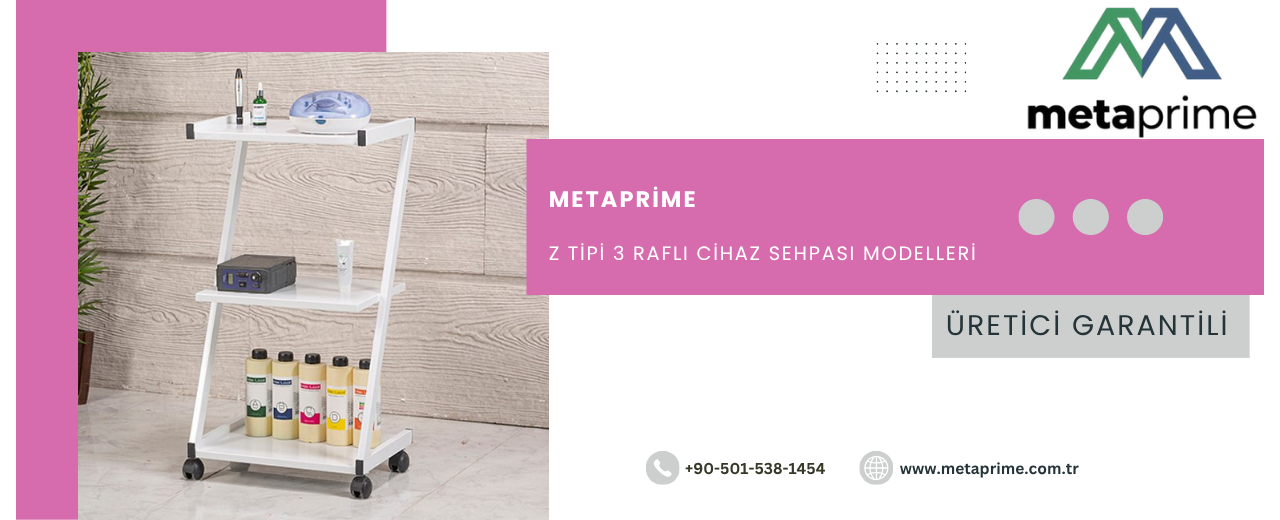 Z Tipi 3 Raflı Cihaz Sehpası (MC-5005) – Modern Klinik ve Estetik Merkezleri İçin Profesyonel Etajer Sehpa