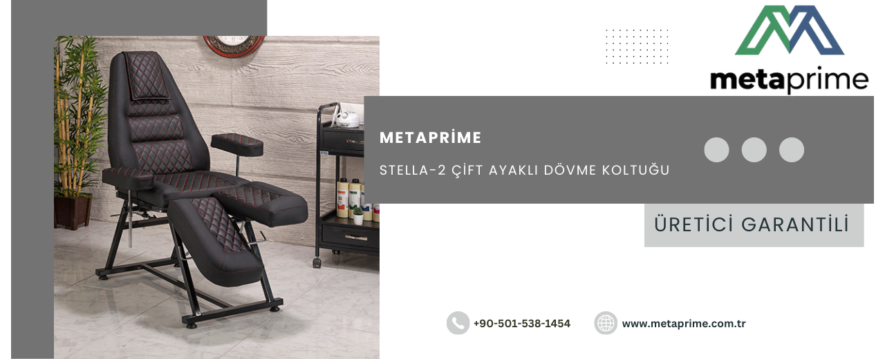 Stella-2 Dövme Koltuğu MC-4004 – Çift Ayaklı Kapitoneli, Geniş Yüzeyli Profesyonel Model