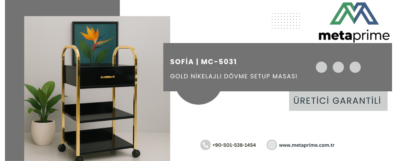Sofia Gold Dövme Setup Masası MC-5031 | MetaPrime Tattoo Sehpası