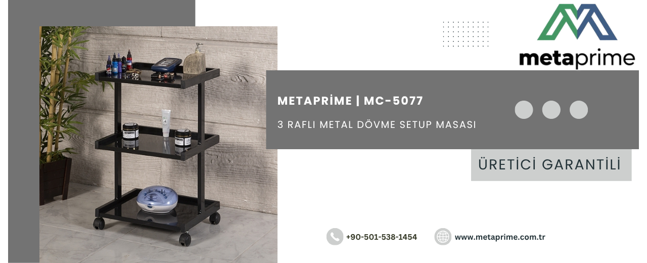 Beta 3 Raflı Dövme Setup Masası | Profesyonel ve Dayanıklı Dövme Sehpası