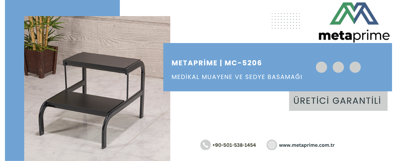 Sedye Basamağı MC-5206 | 2 Basamaklı Eskabo ile Medikal Sedye Basamağı Modelleri