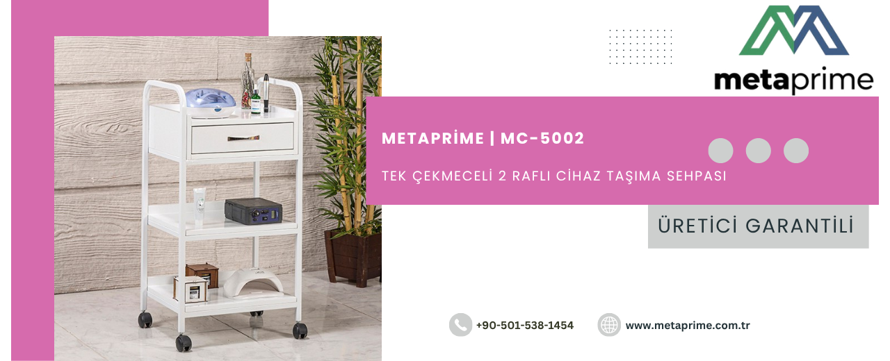 Atlas MC-5002 Tek Çekmeceli 2 Raflı Cihaz Sehpası | Tekerlekli Cihaz Taşıma Sehpası