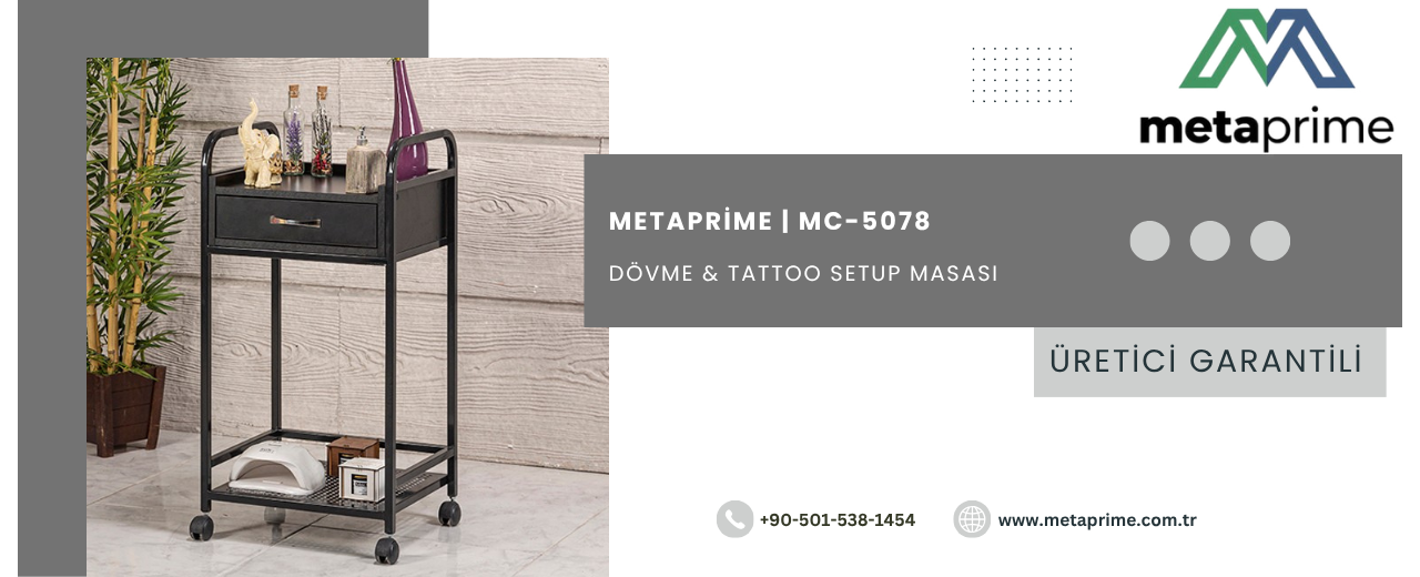 MC-5078 Alfa Tek Raflı Tek Çekmeceli Dövme Setup Masası | Dayanıklı ve Ergonomik Tasarım